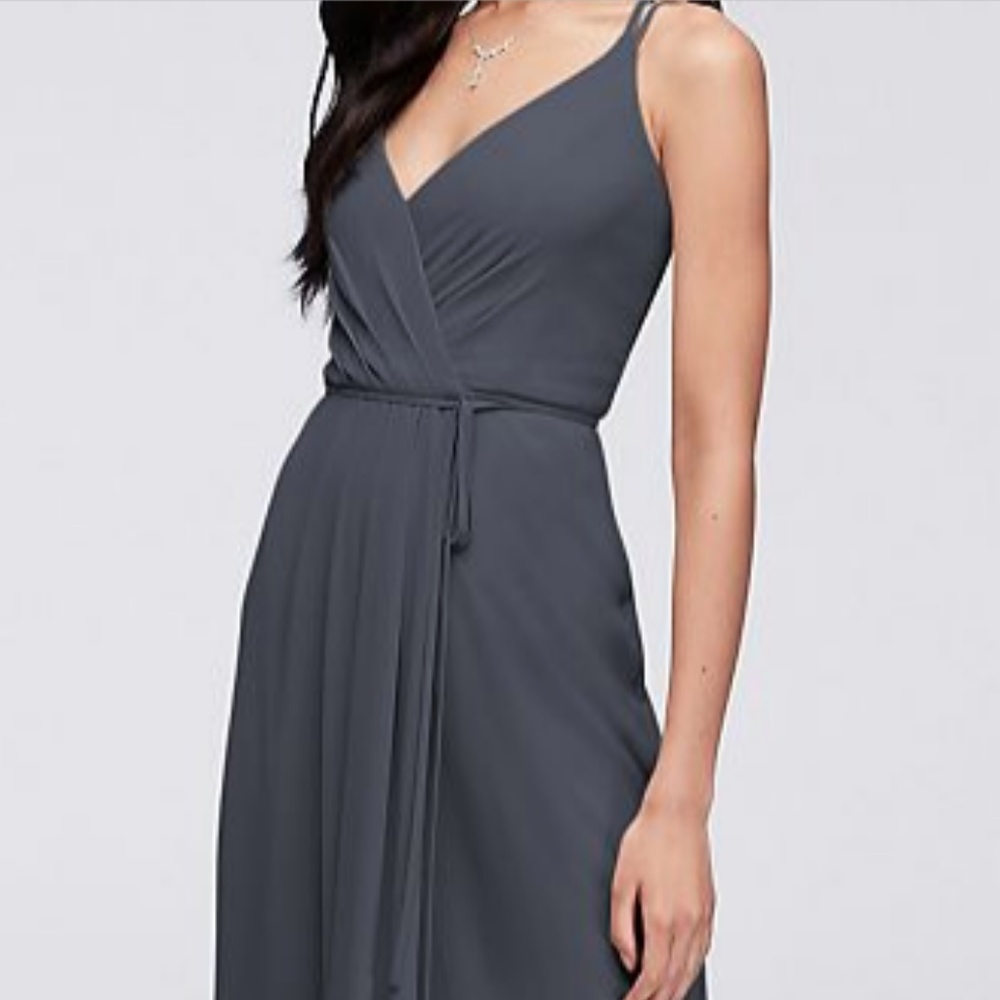 Double-Strap Georgette Bridesmaid Wrap Dress